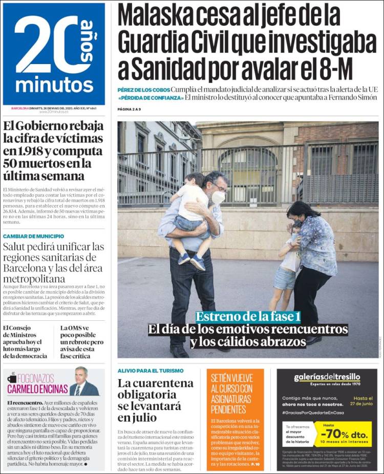 Portada de 20 Minutos - Barcelona (España)