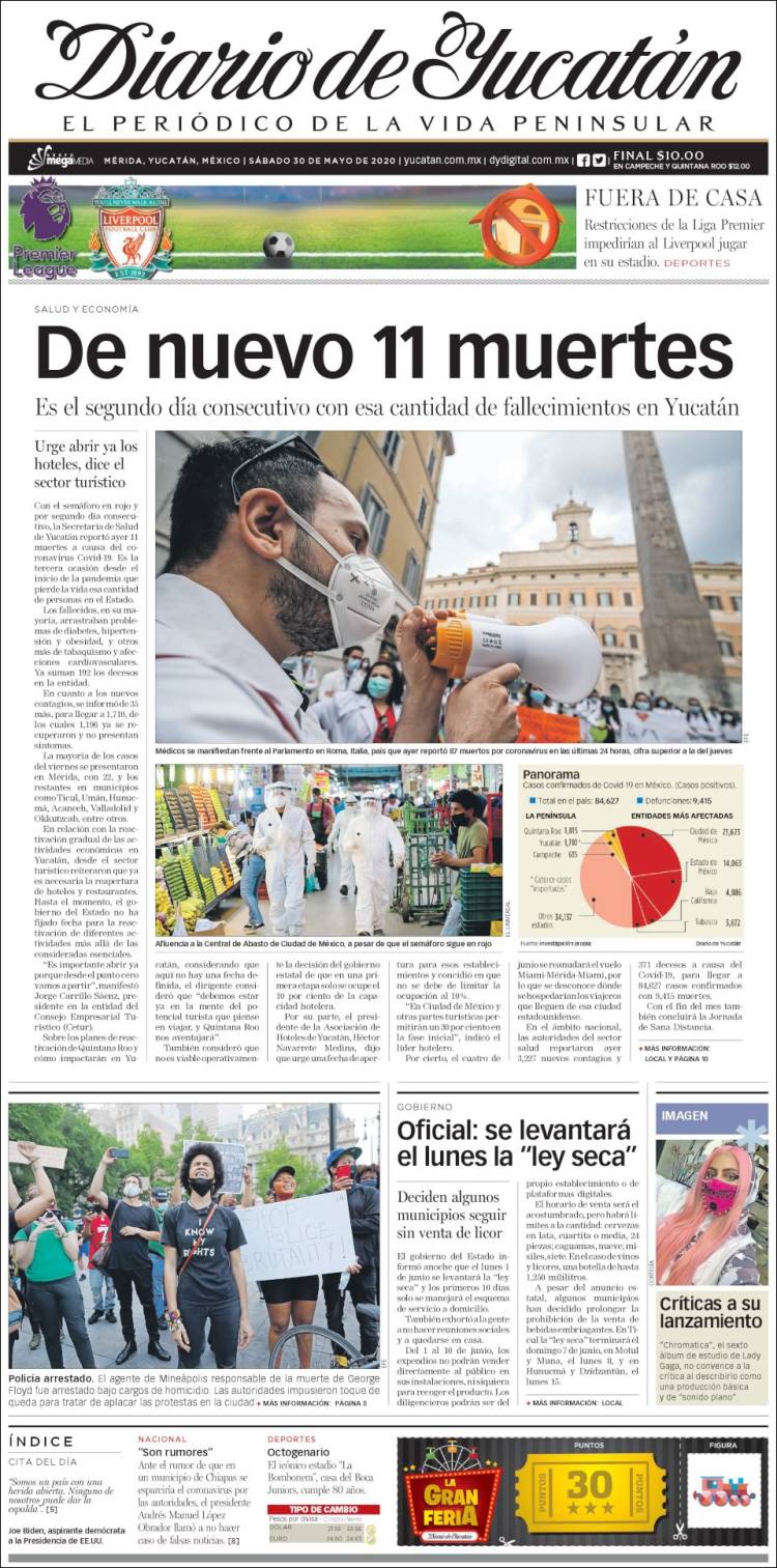 Portada de Diario de Yucatán (México)