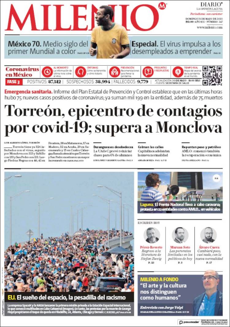 Portada de Milenio - Laguna (México)