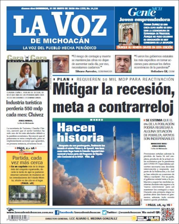 Portada de La Voz de Michoacán (México)