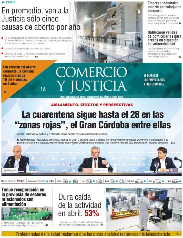 Portada de Comercio y Justicia (Argentine)
