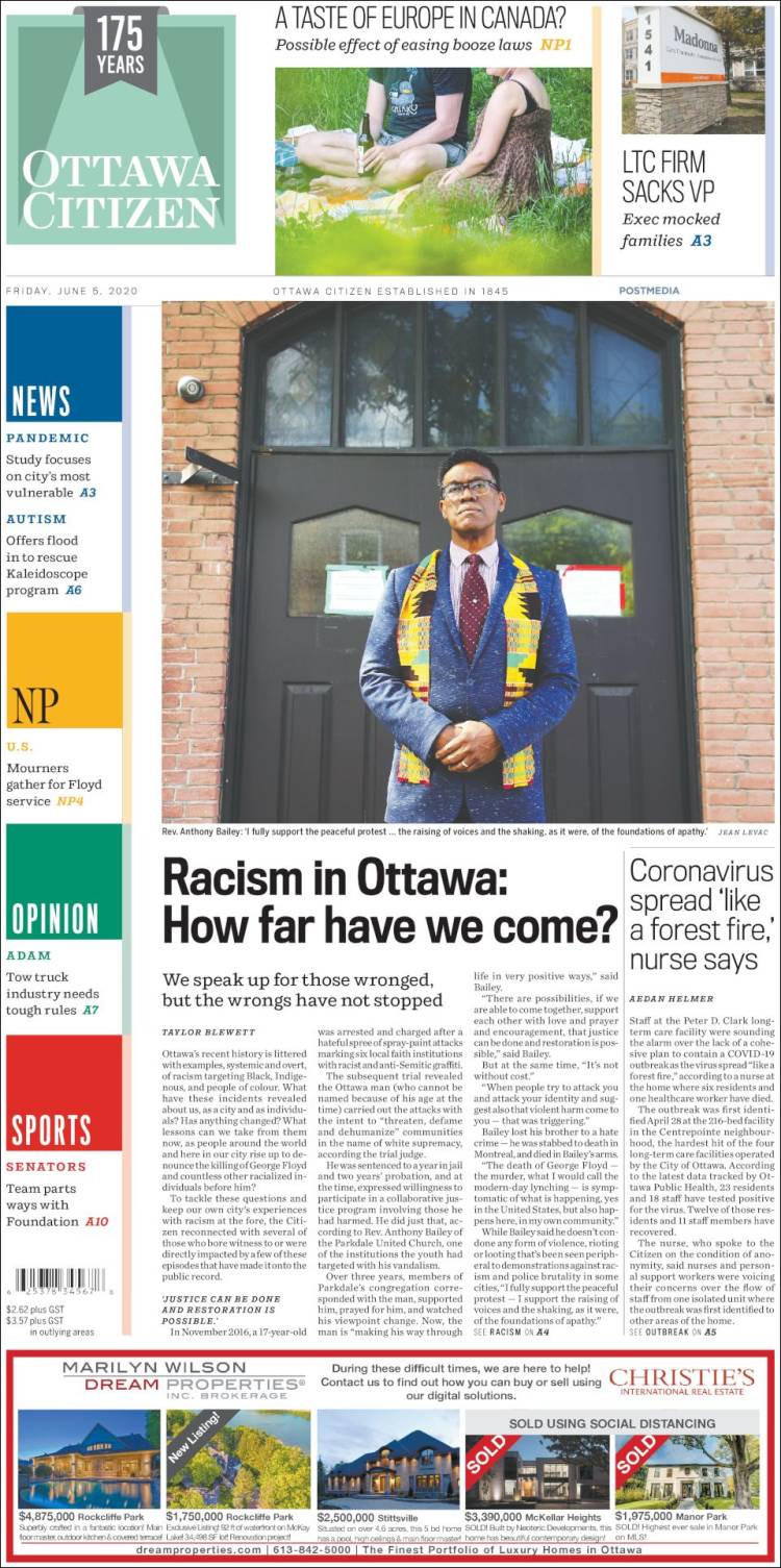 Portada de Ottawa Citizen (Canadá)
