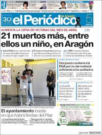 Portada de El Periódico de Aragón (Espagne)