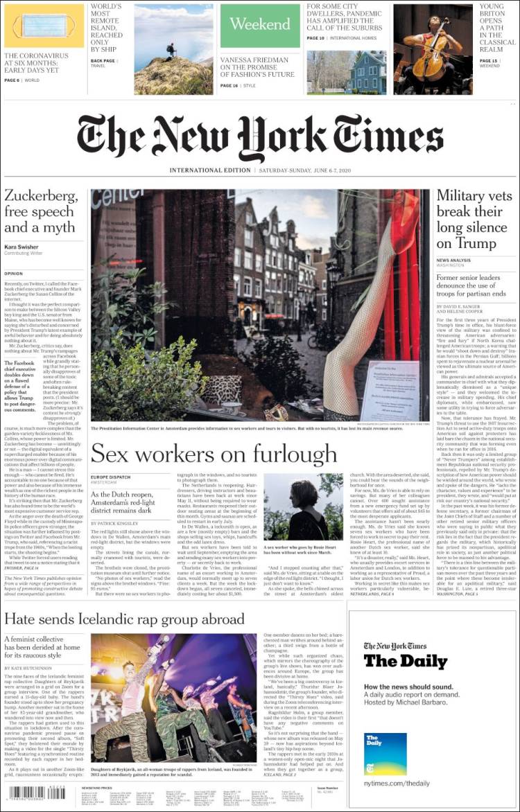 Portada de International New York Times (Europa)