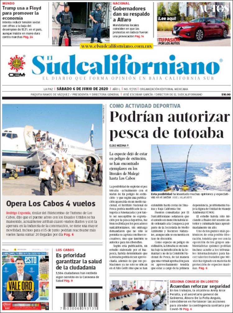 Portada de El Sudcaliforniano (México)