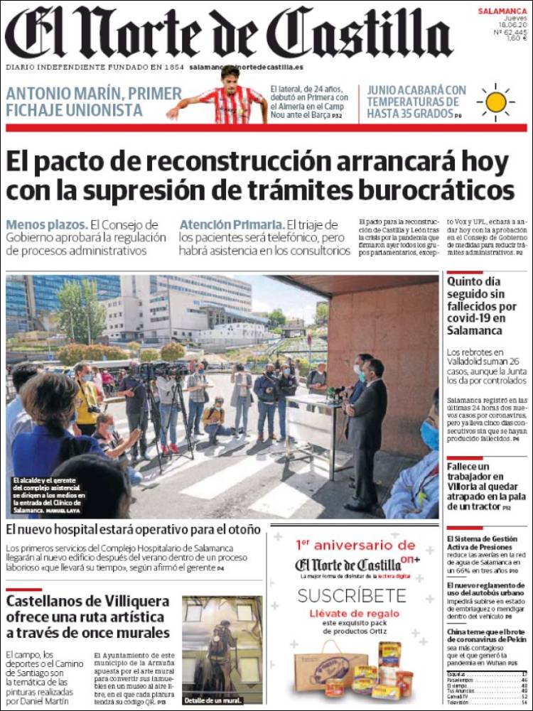 Portada de Norte de Castilla - Salamanca (España)