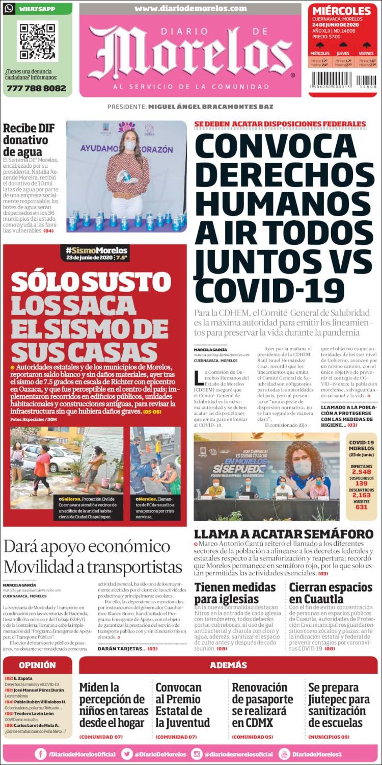 Portada de Diario de Morelos (México)