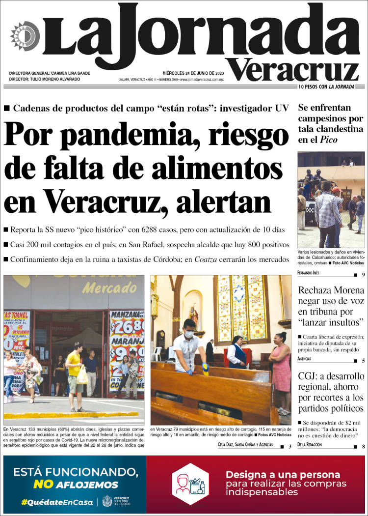 Portada de La Jornada Veracruz (México)