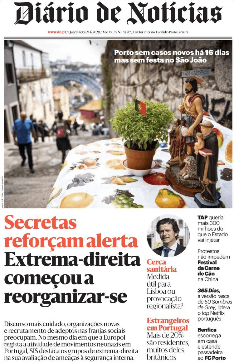 Portada de Diário de Noticias (Portugal)