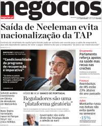 Portada de Jornal de Negócios (Portugal)