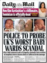 Portada de Daily Mail (Reino Unido)