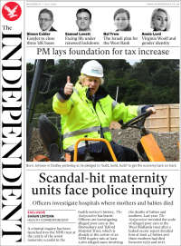 Portada de The Independent (Reino Unido)