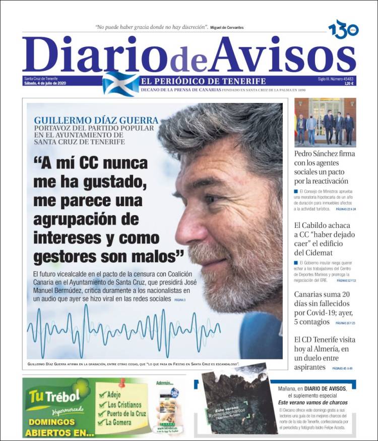 Portada de Diarios de Avisos (España)
