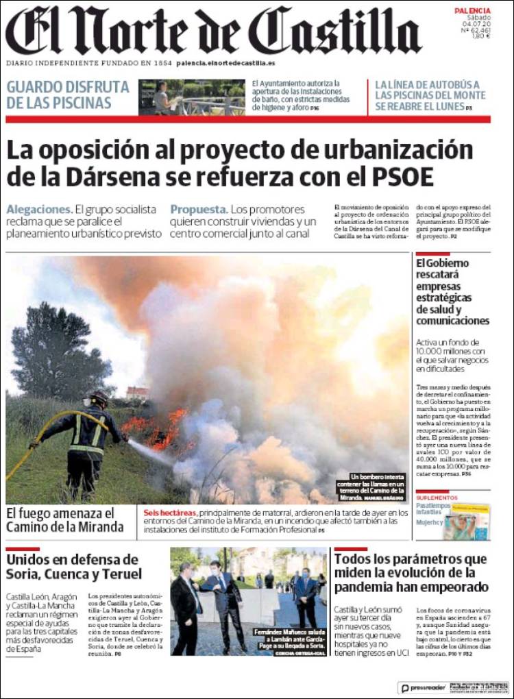 Portada de Norte de Castilla - Palencia (España)