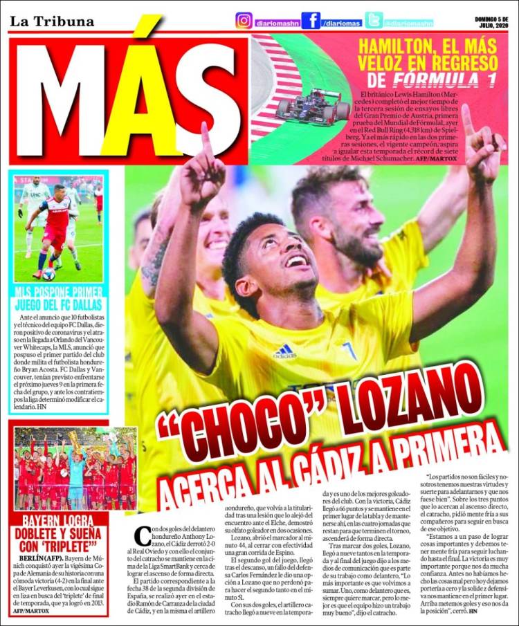 Portada de Diario Más (Honduras)