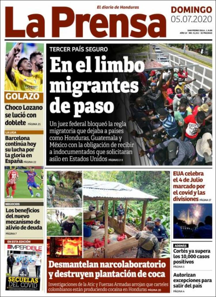 Portada de La Prensa (Honduras)