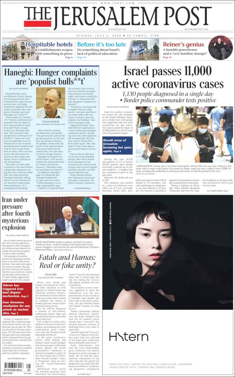 Portada de The Jerusalem Post (Israel)