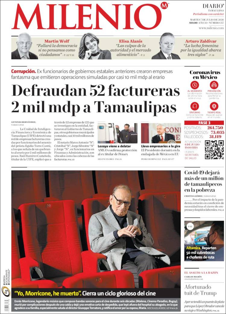 Portada de Milenio - Tamaulipas (México)