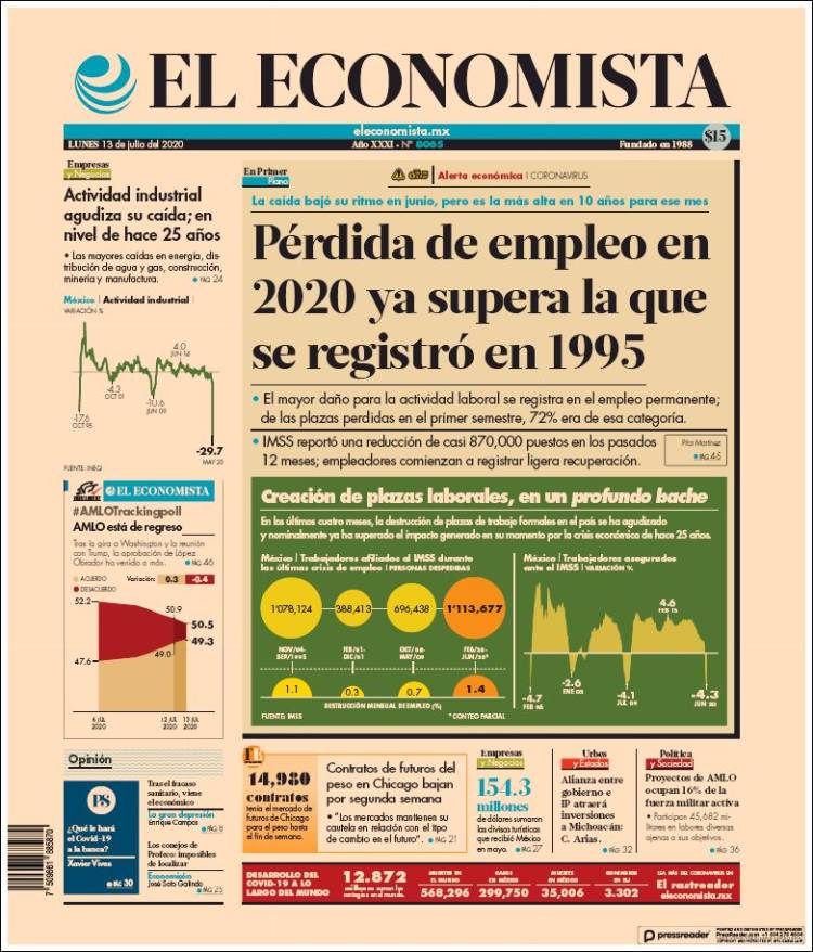 Portada de El Economista (México)