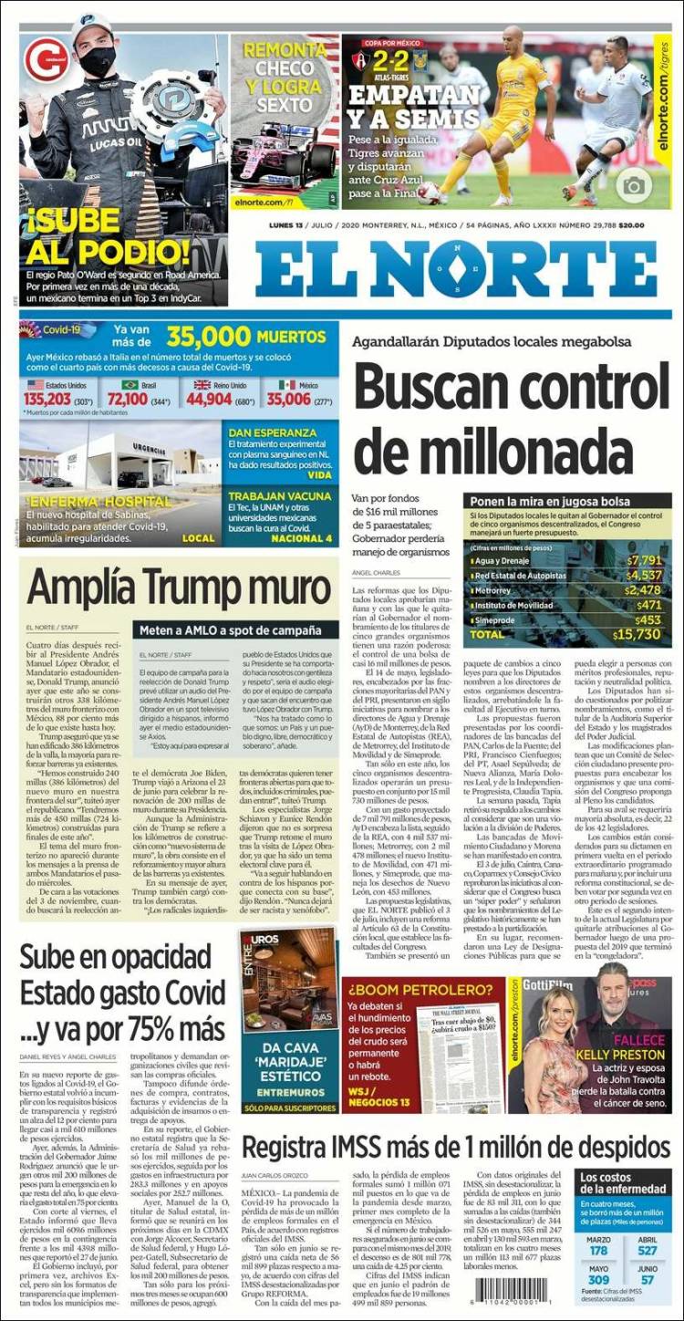 Portada de El Norte (México)