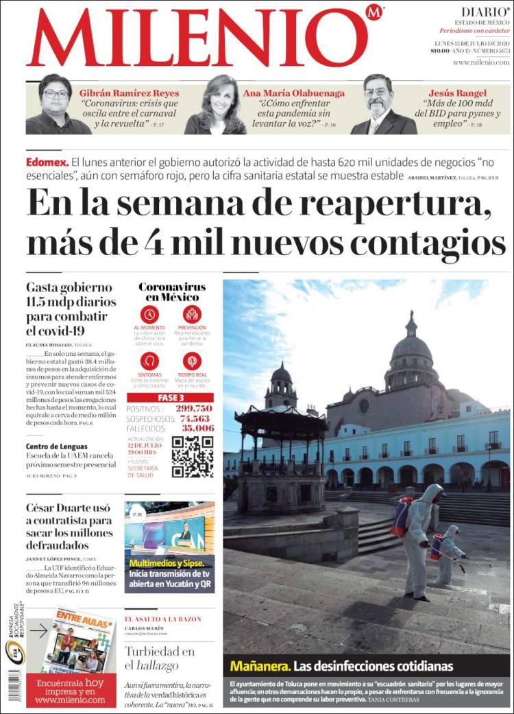 Portada de Milenio - Estado de México (México)