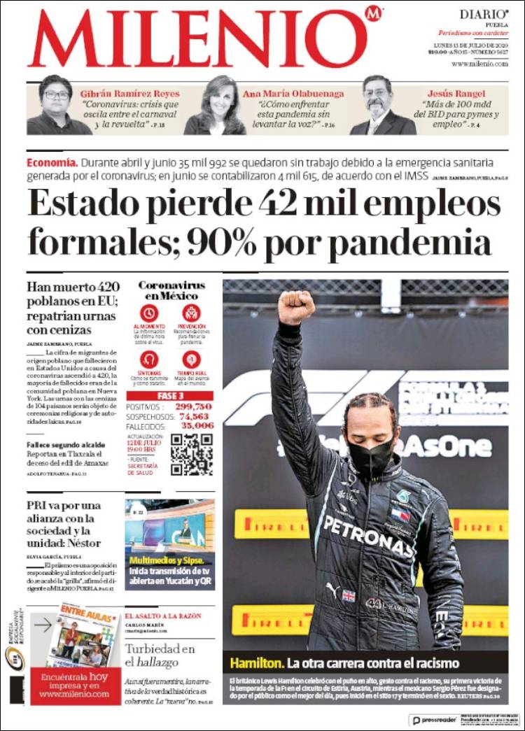 Portada de Milenio de Puebla (México)