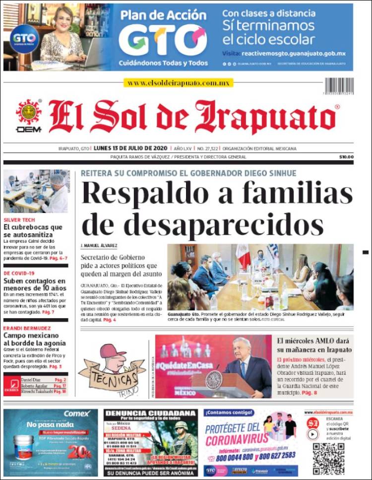 Portada de El Sol de Irapuato (México)