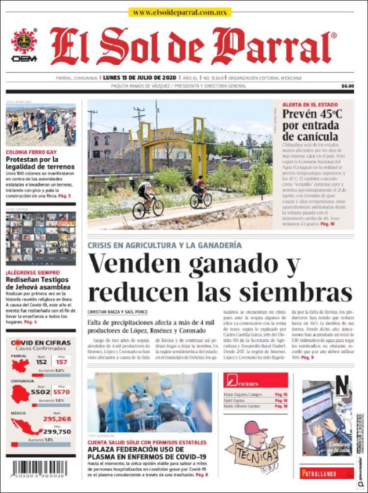 Portada de El Sol de Parral (México)