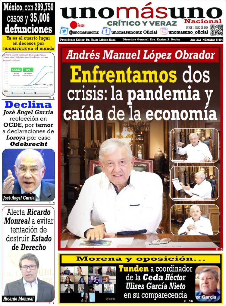 Portada de unomásuno (México)