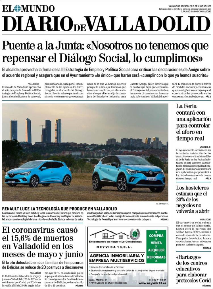 Portada de Diario de Valladolid (España)