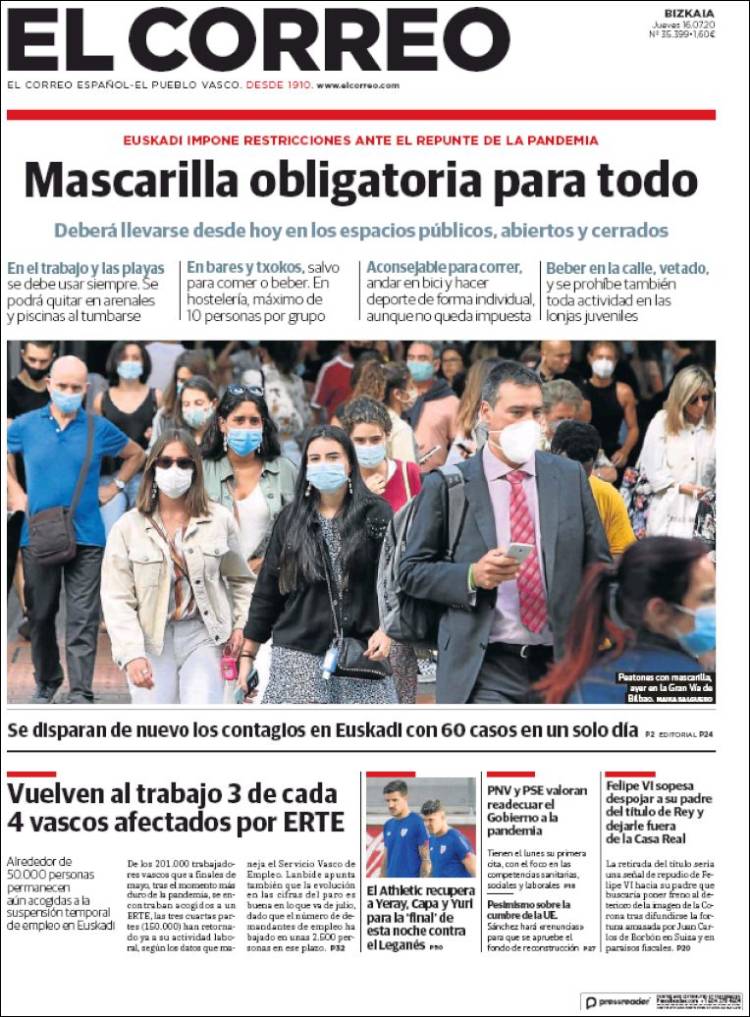 Portada de El Correo (España)