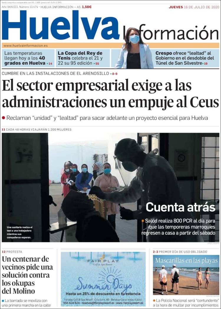 Portada de Huelva Información (España)