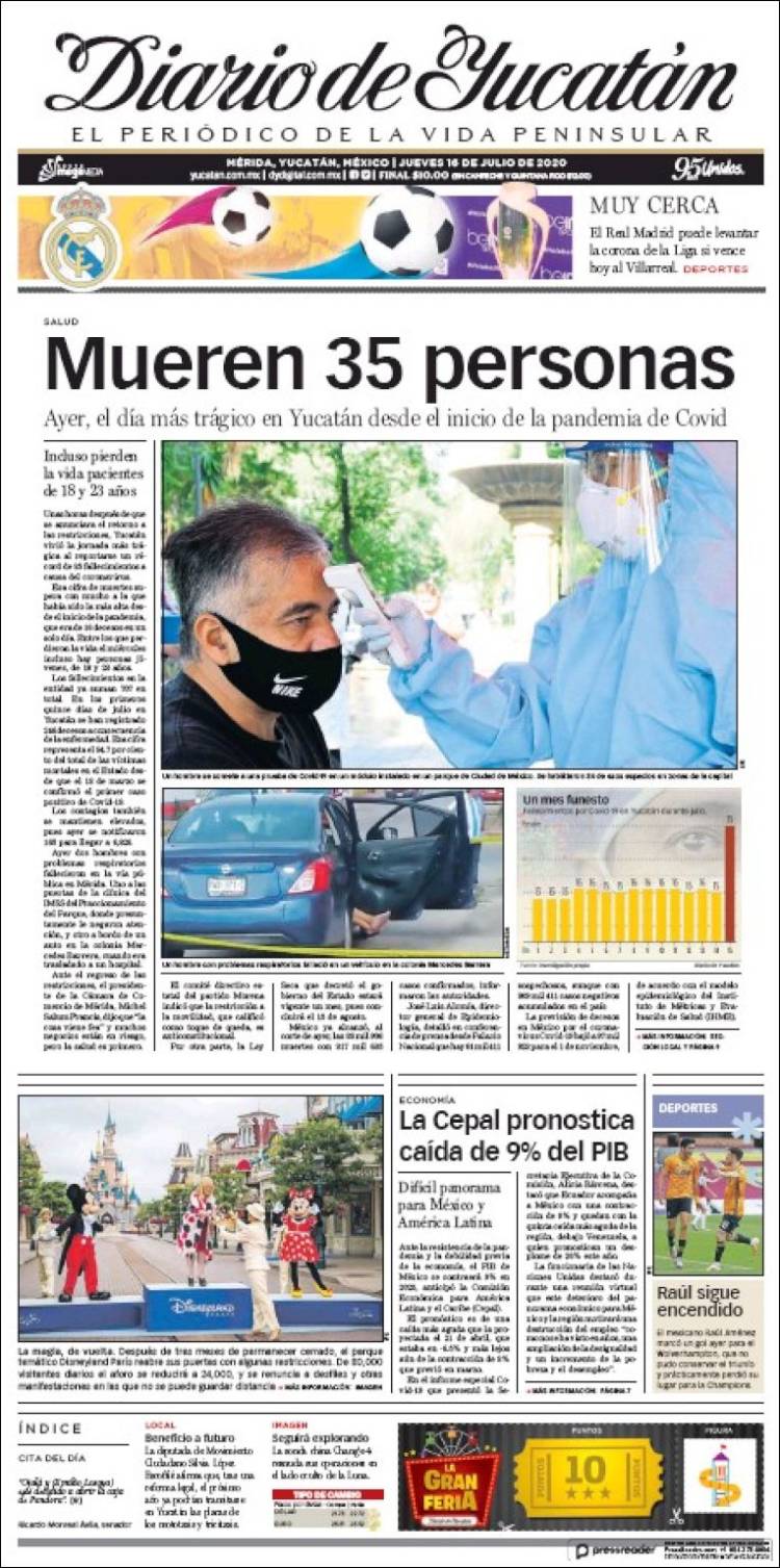 Portada de Diario de Yucatán (México)