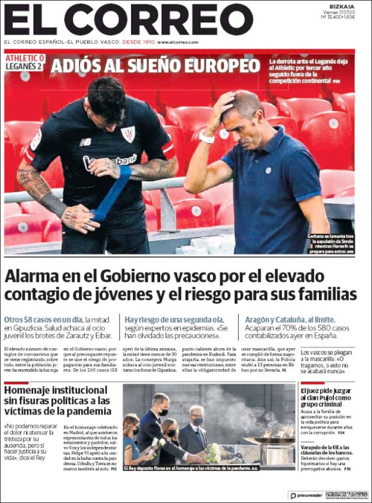 Portada de El Correo (España)