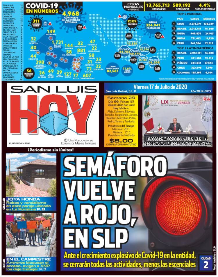 Portada de San Luis Hoy (México)