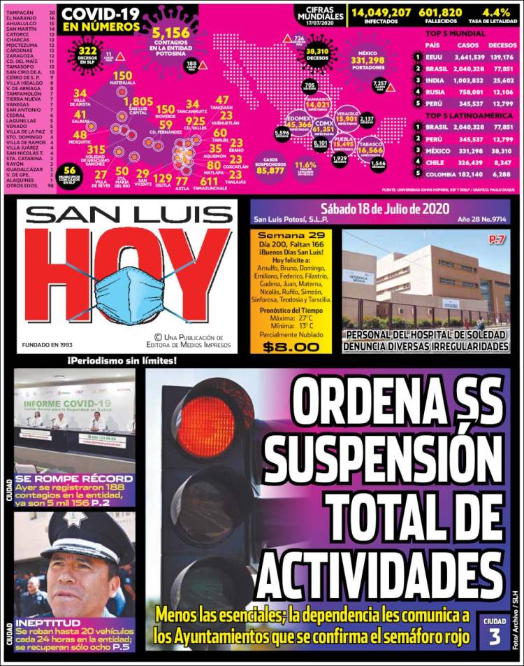 Portada de San Luis Hoy (México)