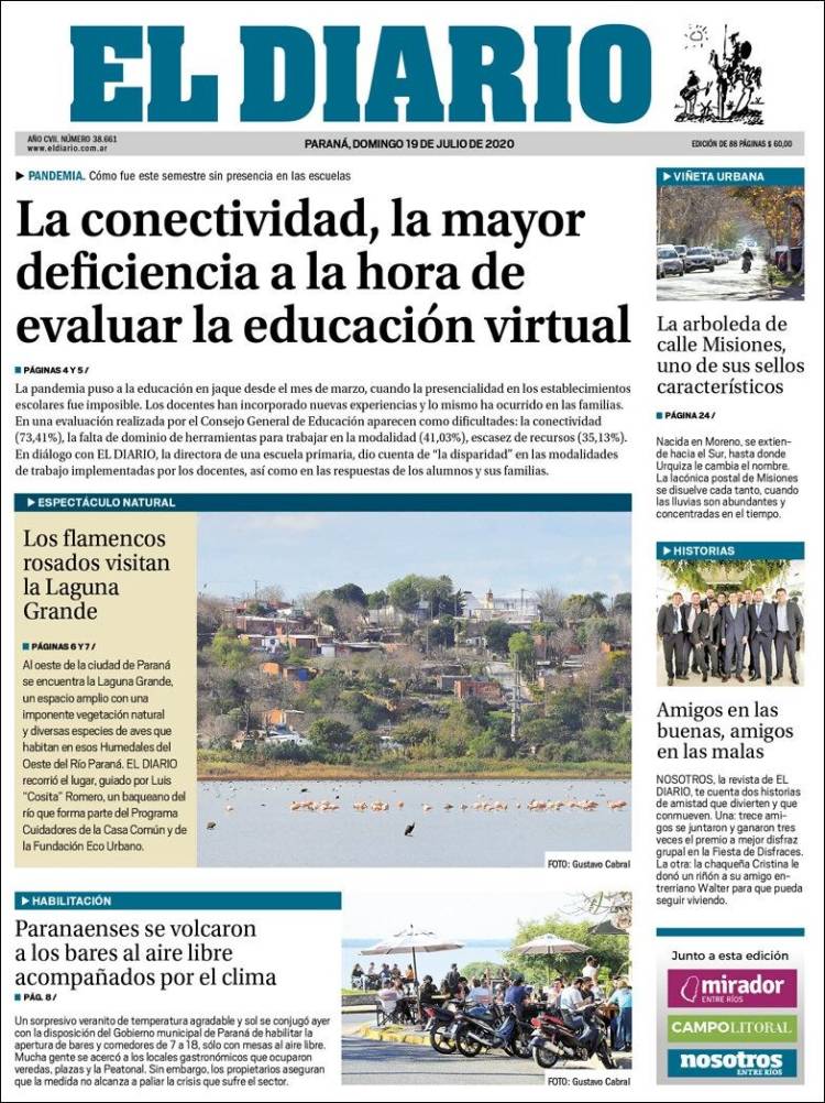 Portada de El Diario de Paraná (Argentina)