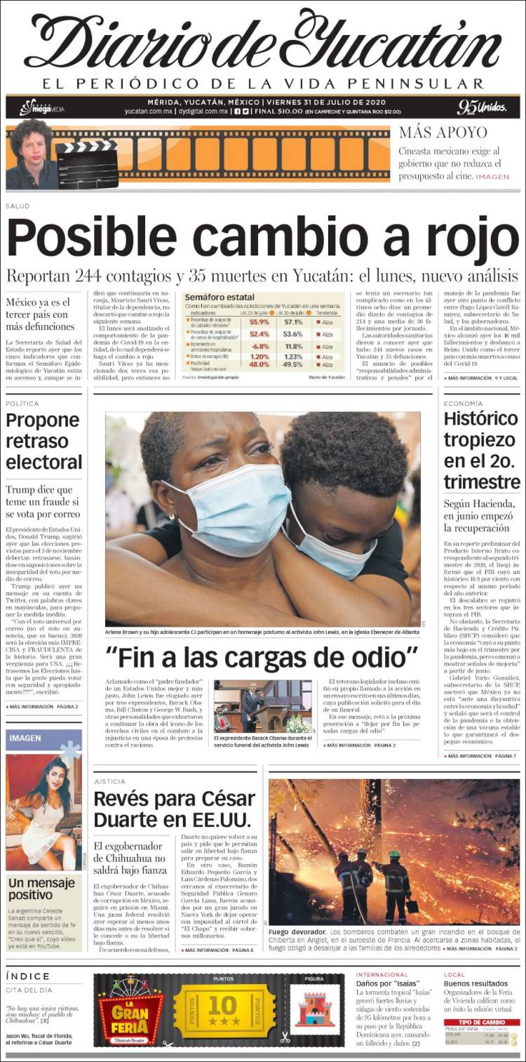 Portada de Diario de Yucatán (México)