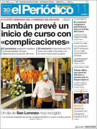 Portada de El Periódico de Aragón (España)