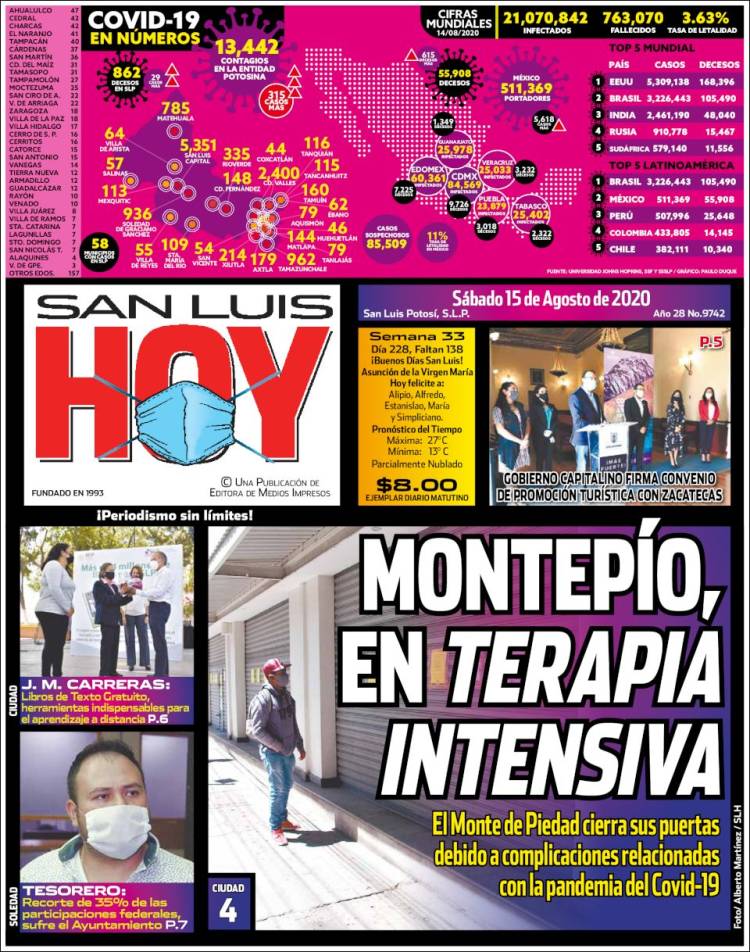 Portada de San Luis Hoy (México)