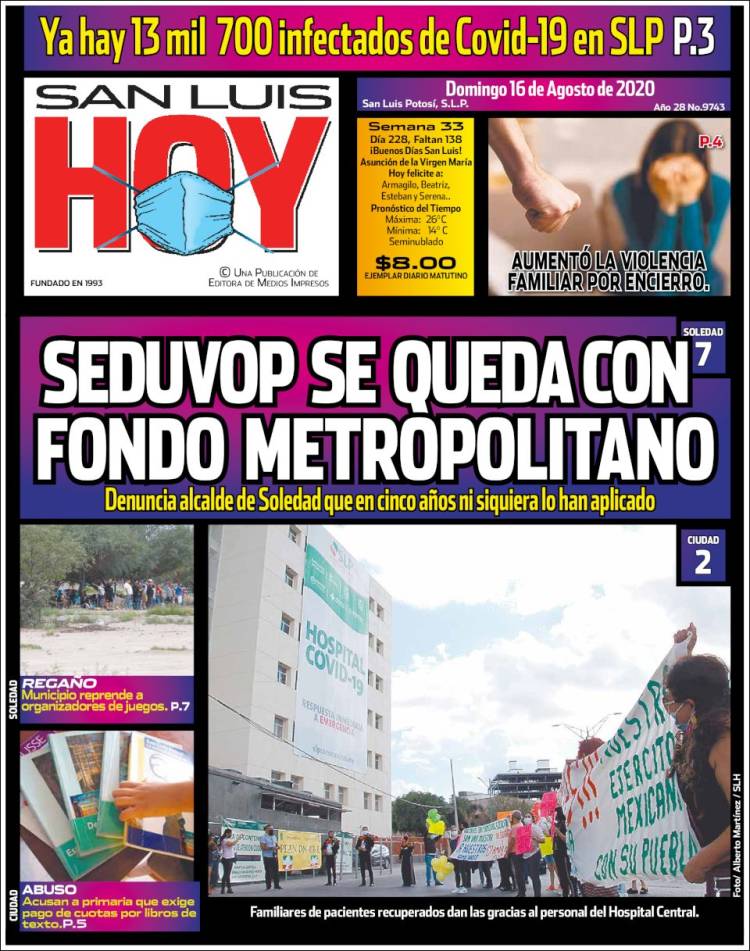Portada de San Luis Hoy (México)