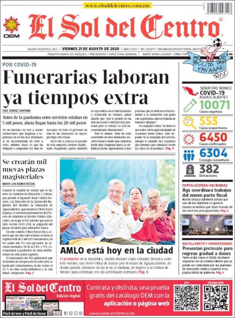 Portada de El Sol del Centro (México)