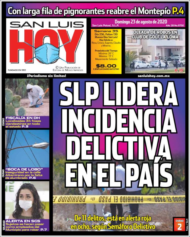 Portada de San Luis Hoy (México)
