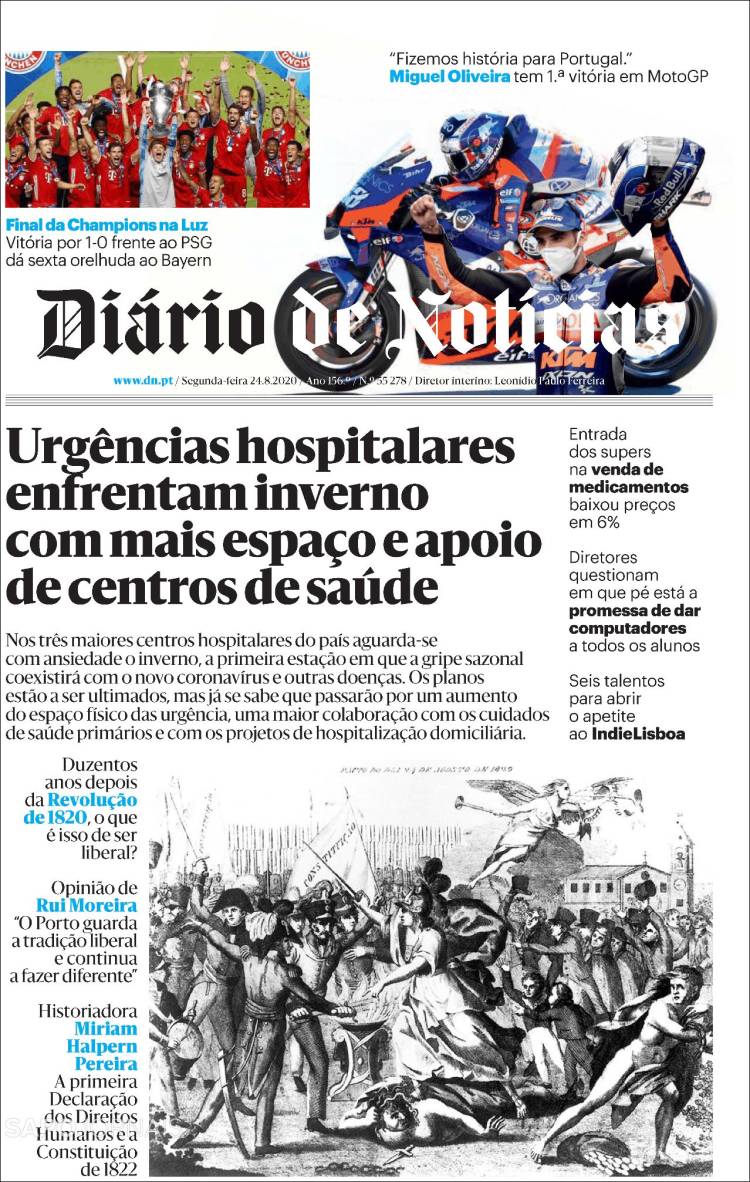 Portada de Diário de Noticias (Portugal)