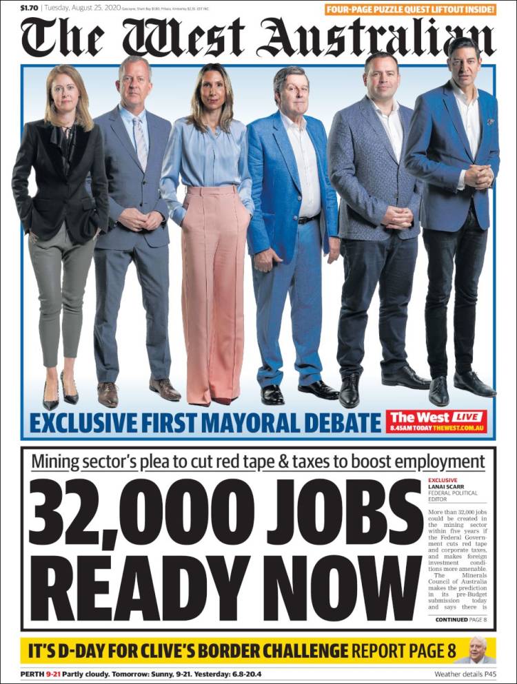 Portada de The West Australian (Australia)