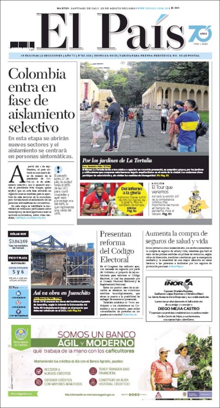 Portada de El País - Cali (Colombia)