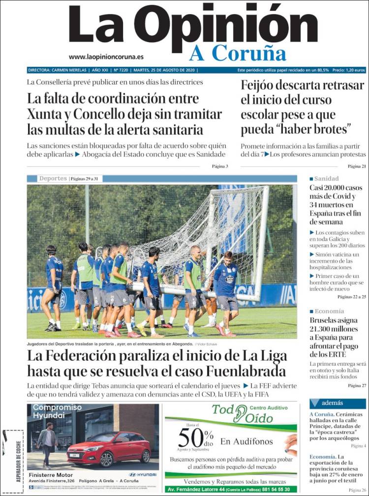Portada de La Opinión de A Coruña (España)