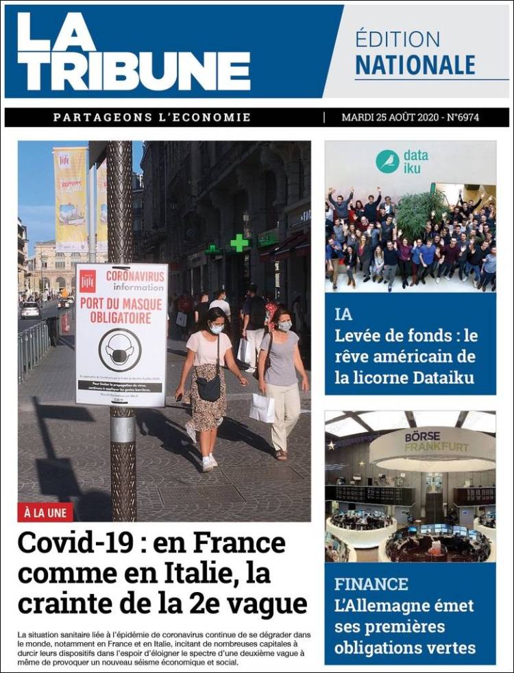Portada de La Tribune (Francia)