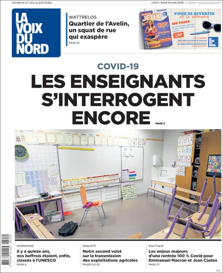 Portada de La Voix du Nord (Francia)
