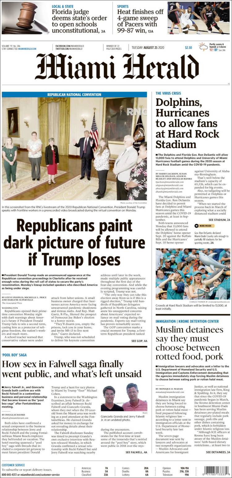 Portada de Miami Herald (USA)